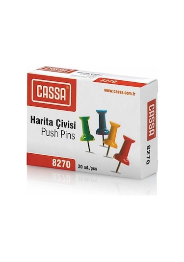 Cassa 8270 Renkli Harita Çivisi 1 Kutu