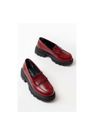 Bordo Rugan Günlük Yüksek Tabanlı Loafer Ayakkabı Bordo