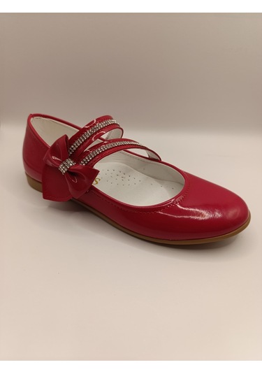 Kız Çocuk Rugan Kaydırmaz Taban Babet Kırmızı