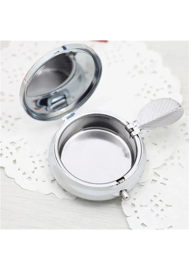 Ulzyvf Yuvarlak Taşınabilir Tablası Sigara Şekil Renkli Mini Metal Küllük Çevre Dostu Anahtarlık 1 Adet