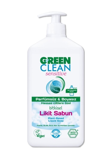 U Green Clean Sensitive Pafümsüz Boyasız Sıvı Sabun 500 ML