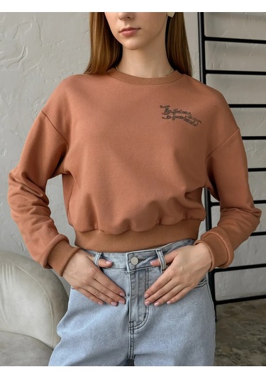 Crb-wear Baskılı Kısa Sweatsh 320425039 Kahverengi