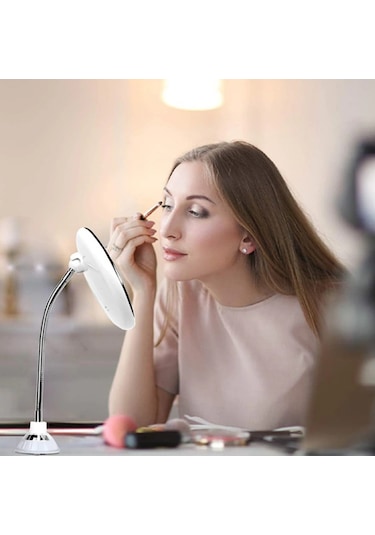 Moveevo 11,5 Inç 10x Büyüteçli Ayna Led Işıklı Banyo Aynası Güçlü Vantuzlu