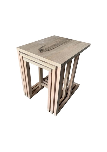 3'Lü Koltuk Altına Girebilen C Zigon Ceviz Kaplamalı Hâm&Cilasız