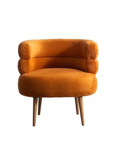 Barel Özel Tasarım Çay Seti, Berjer Ve Puf Ofis Balkon Cafe Bahçe Salon Mobilyası 2 Li Takım Turuncu Turuncu