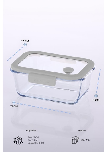 Neoflam Fika Glace Gri Vakumlu 4 Parça Saklama Kabı 800 Ml