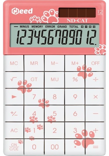 Need Nd-cat Pembe Kedi Pati Desenli Hesap Makinesi Pembe