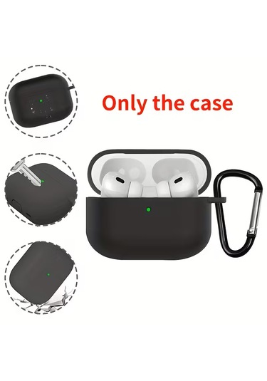 Airpods Pro 3 2025 Uyumlu Mat Silikon Kılıf 1 Kalite +kanca Siyah
