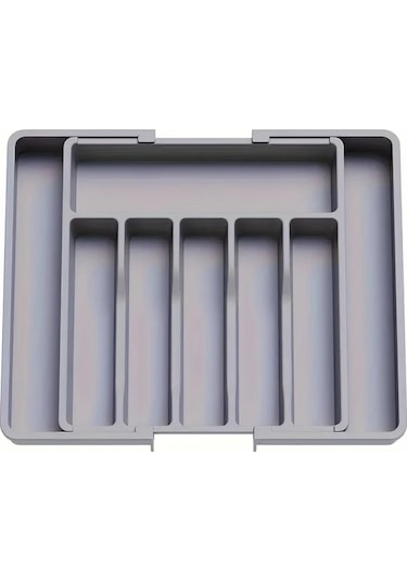 Honeybeeshop Gri Çatal Bıçak Düzenleyici Geri Çekilebilir Genişletilebilir Büyük Kapasiteli Mutfak Saklama Kutusu Çekmece Dolap İçin Gri