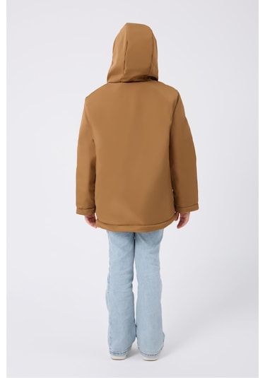 Freemen Kız Çocuk Taba Kürklü Su Ve Rüzgar Geçirmez Kapüşonlu 3 Kışlık Mont Taba