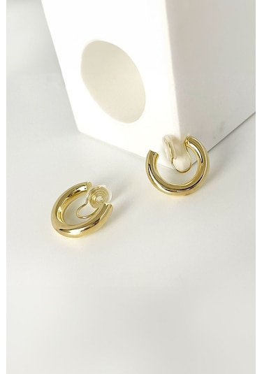 Chavin Gold Bijuteri Deliksiz Kulaklar İçin Geçirmeli Küpe Ev16sr Gold