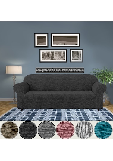 Jakarlı Koltuk Örtüsü , Kanepe Örtüsü ,chester Örtüsü Antrasit