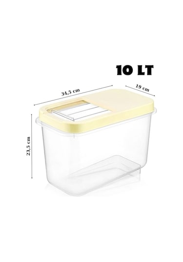 Nandy Home 10 Lt Kolay Kayar Kapaklı Multibox Erzak Bakliyat Vs. Saklama Kabı Krem 2 Adet Krem