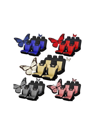 Vkemall Oto Koltuk Kılıfı 4 Adet Gri, Yaylı Gövde Desenli, Tüm Modellere Uygun, Yıkama Uygun, Dayanıklı Ve Kir Tutmayan Kumaş