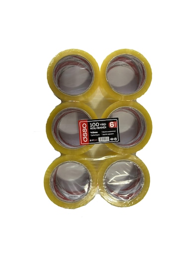 Osso Şeffaf Bant Ambalaj Koli Bandı - 100 Yrd / 91.44 Metre - 43 Mm - 6 Adetlik Paket 6