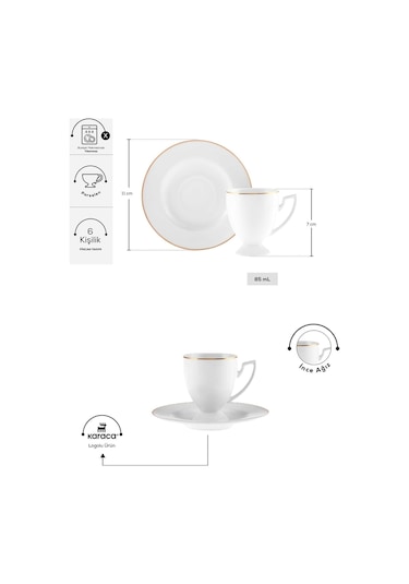 Karaca  Boyoz 6 Kişilik Kahve Fincan Takımı 85 ml