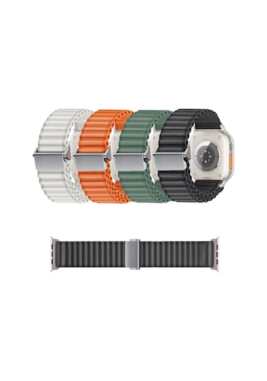 Watch 10 46mm Uyumlu Zore Krd-123 Naylon Kumaş Hasır Örgülü Kordon-beyaz