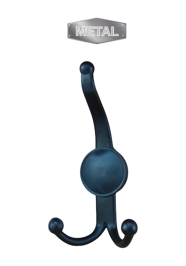 Metal Boncuk Portmanto Askısı Siyah Duvar Tipi 3 Lü Siyah