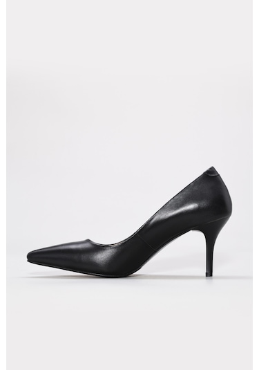 Hakiki Deri Kadın İnce Topuk Ayakkabı 215za1882 Siyah