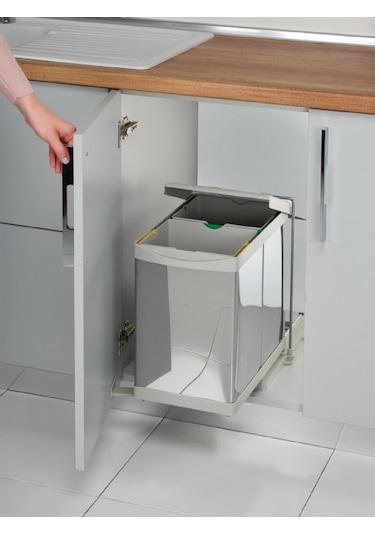 Pelikan Steely 21200 Raylı Dolap İçi Çöp Kovası 14+14 Lt (28 Lt)