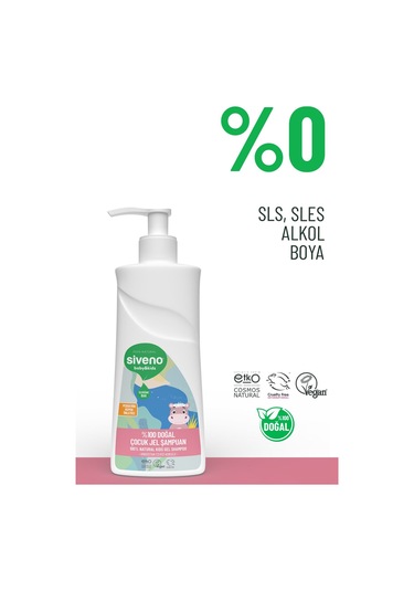 Siveno %100 Doğal Yenidoğan Bebek Çocuk Jel Şampuanı Saç ve Vücut Konak Önleyici 325 ml