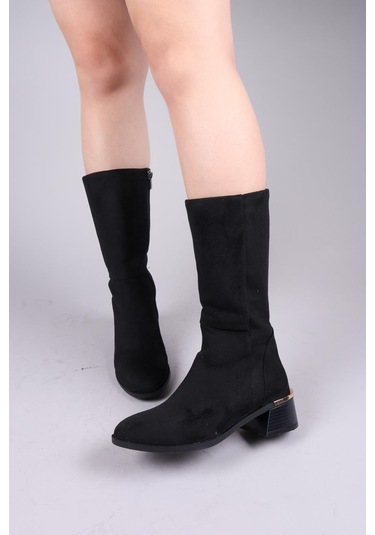 Faye Süet Yarım Çizme Siyah-8442 Siyah