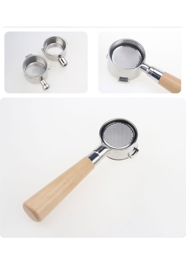 Qingmipy 51mm Üç Kulaklı Paslanmaz Çelik Kahve Portafilter, Ahşap Saplı, Profesyonel Ekstraksiyon, Ev Çay Makinesi İçin Uyumlu B1 Kırmızı Aşiret Diğer