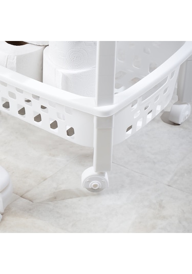 Porsima 79-1 4 Katlı Tekerlekli Raf Mutfak Banyo Düzenleyici Raf Beyaz