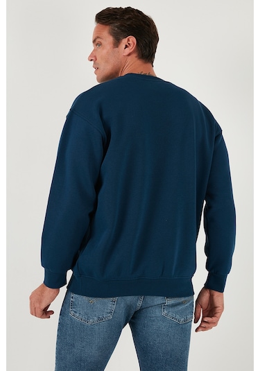 Buratti Regular Fit Bisiklet Yaka Pamuklu Içi Tüylü Yumuşak Şardonlu Erkek Sweat 5905405 Indigo