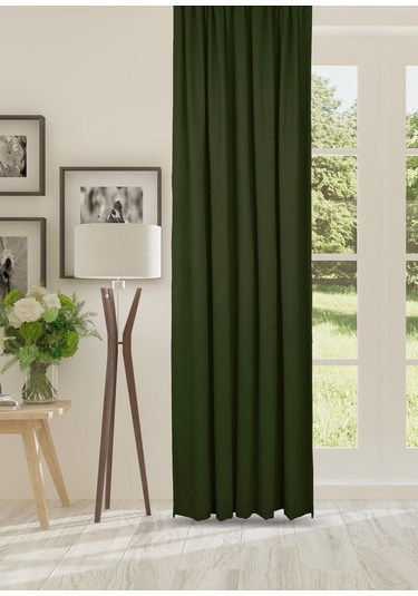 Cheap's Home Petek Dokulu Kadife Dokuma Düz Dikiş Ekstrafor Büzgü Fon Perde Çimen Yeşili