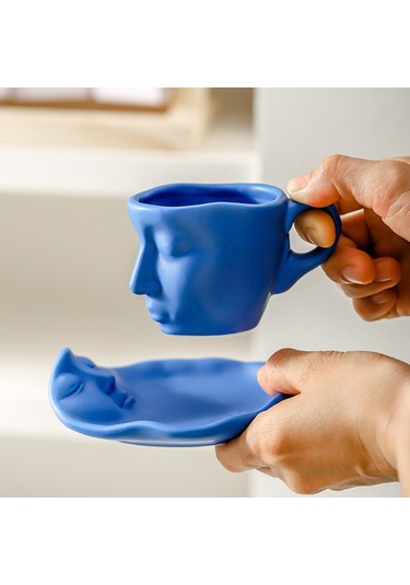 Xiyyadms Kahve & Çay Bardakları - Yaratıcı Yüz Desenli Seramik, 100ml Yeşil, Hediye İçin Uygun, Kaliteli Isı Tutucu