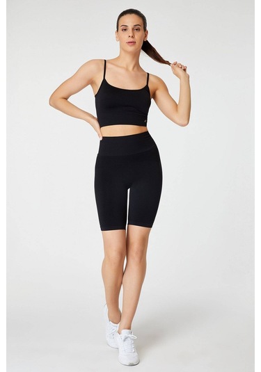 Jerf Vella Yüksek Bel Konfor Biker Tayt Siyah