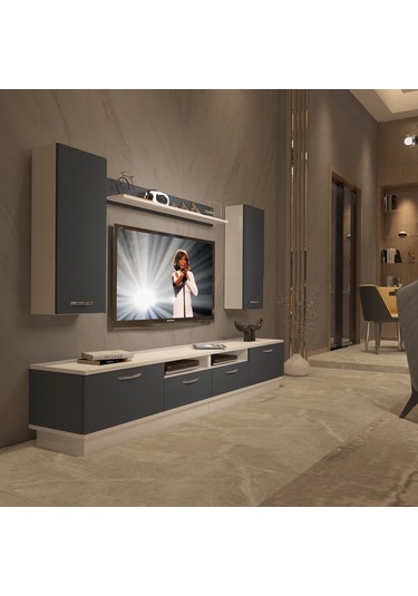 Decoraktiv Trendstyle 5220d Mdf Tv Ünitesi Tv Sehpası Beyaz - Antrasit