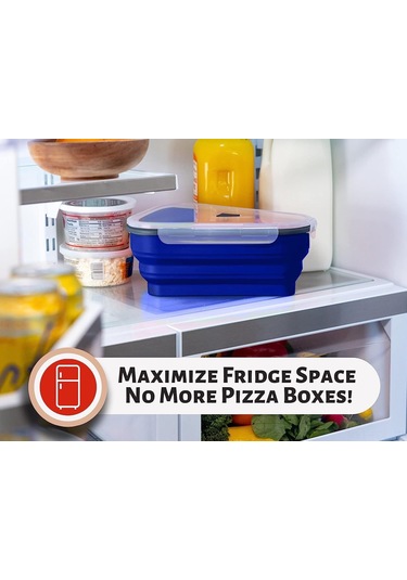 Padalink Yiyecek Dereceli Silikon Pizza Saklama Kutusu - 5 Fırın Uyumlu Servis Tepsili, Katlanabilir, Bpa'sız, Mikrodalga Ve Bulaşık Makinesine Uygun Mavi