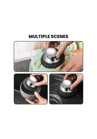 Fosenze 2 Adet Paslanmaz Çelik Temizlik Topu - Kaba Yabancı Madde Kaldırıcı, Tencere Ve Tabak Temizliği, Dökülmez Teli, Ev Ve Mutfak Kullanıma Uygun Gümüş