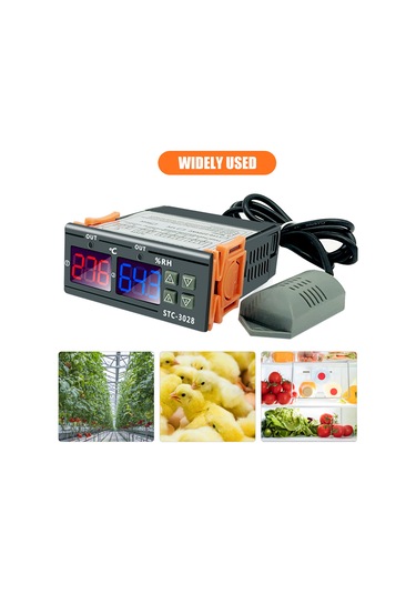 Reedark Dijital Nem Ve Sıcaklık Kontrol Cihazı -20 C/+80 C Aralığı, 10a Çıkış, 1m Sensörlü Gri