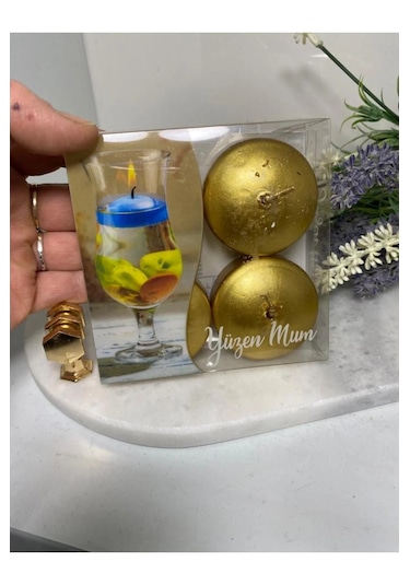Gold Yüzen Mum 4lü Gold