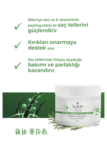Yoon E Vitamini Peeling Etkili  Biberiyeli Saç Maskesi 250 ML
