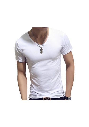 Snapbuymoda Erkek Yazlık Kısa Kollu V Yaka Polyester Tişörtkırmızıerkek Kirmizi