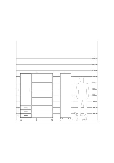Hyperion Dolap 9 Raflı 3 Çekmeceli 3 Kapaklı 132x44x195 Çam-ç... Çam