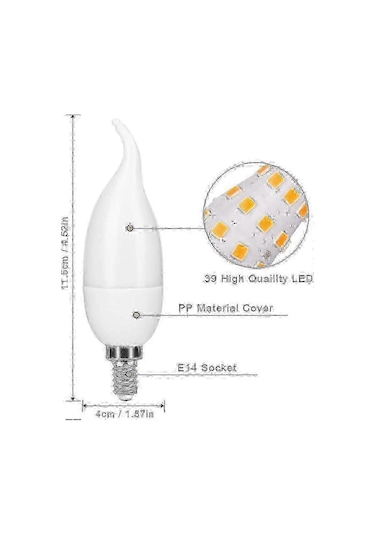 Alev Efekti Ve 3 Işık Modu İle 4'lü 3w E14 Led Ampul, Dekoratif Ampul Diğer