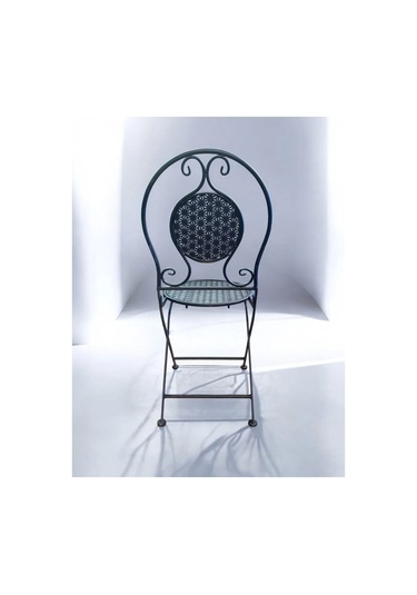 Ferforje Metal Açılır Katlanır Sandalye Bahçe Balkon Mutfak Sandalyesi Siyah 1 Adet Siyah