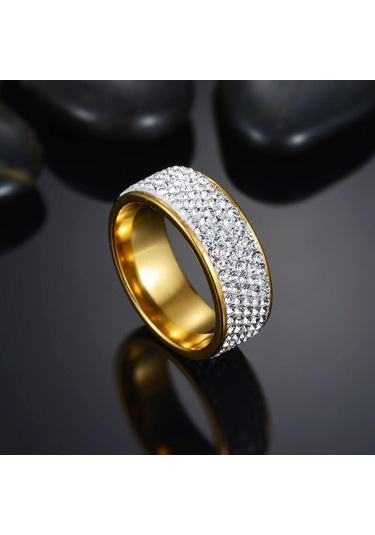 Moda Parıldayan Yüzük Paslanmaz Çelik Alyanslar Arı Altın