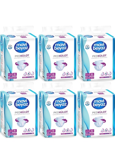 Mavi Beyaz Ped Emici Külot Hasta Bezi L Büyük 180 Adet