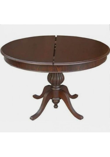 Masifart Baba Ayak Masa Yuvarlak Yemek Masası Ceviz 120 cm