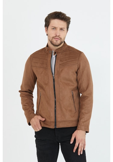Erkek Kahverengi Dar Kesim Süet Ceket Kahverengi