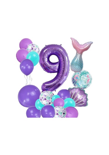 9 Yaş Deniz Kızı Temalı Doğum Günü Parti Kutlama Seti Konsept 1