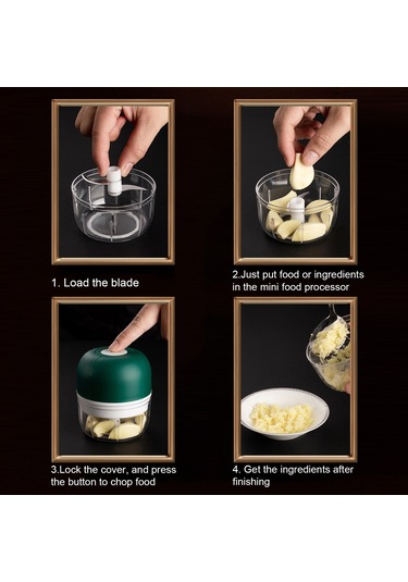 Xindoker Büyük Boy Yeşil Usb Şarjlı Taşınabilir Elektrikli Evcil Yemek Döneri - Çiğne, Sebze, Et Ve Soslar İçin Çelik Bıçaklı Mini Blender Yeşil