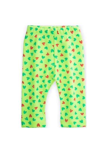 Cigit Neon Mevsimlik Kız Tayt 0-5 Yaş Yeşil Kalpli Yeşil