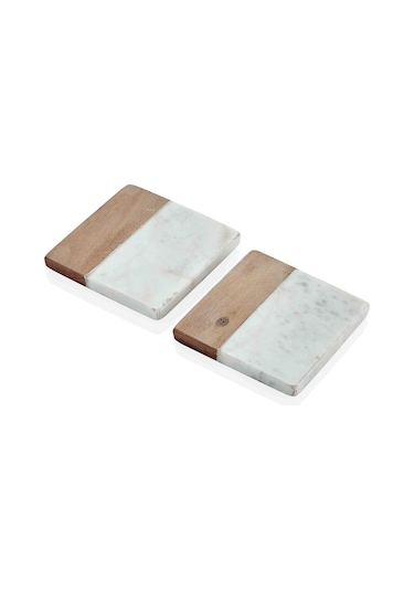 The Mia Nature Bardak Altlığı 2li Set Brk0118 Beyaz - Kahverengi